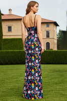 Laden Sie das Bild in den Galerie-Viewer, Schwarze Blume Trägerloses Sheath Wendebares Langes Ballkleid