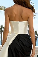 Laden Sie das Bild in den Galerie-Viewer, Trägerloses Schwarz-weiße Formelle Kleidung mit Schleife