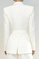 Laden Sie das Bild in den Galerie-Viewer, Elfenbein Zweiteilige Frauen Arbeitsanzüge mit Spitzrevers