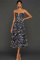 Laden Sie das Bild in den Galerie-Viewer, Mauve Blumen Herzausschnitt A-Linie Besticktes Abschlussballkleid