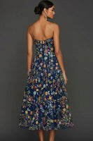 Laden Sie das Bild in den Galerie-Viewer, Mauve Blumen Herzausschnitt A-Linie Besticktes Abschlussballkleid