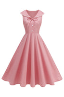 Laden Sie das Bild in den Galerie-Viewer, Schwarzes V-Ausschnitt A-Linie 1950er Kleid mit Schleife