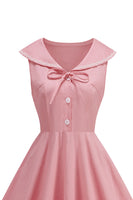 Laden Sie das Bild in den Galerie-Viewer, Schwarzes V-Ausschnitt A-Linie 1950er Kleid mit Schleife