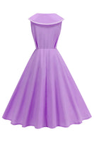 Laden Sie das Bild in den Galerie-Viewer, Schwarzes V-Ausschnitt A-Linie 1950er Kleid mit Schleife