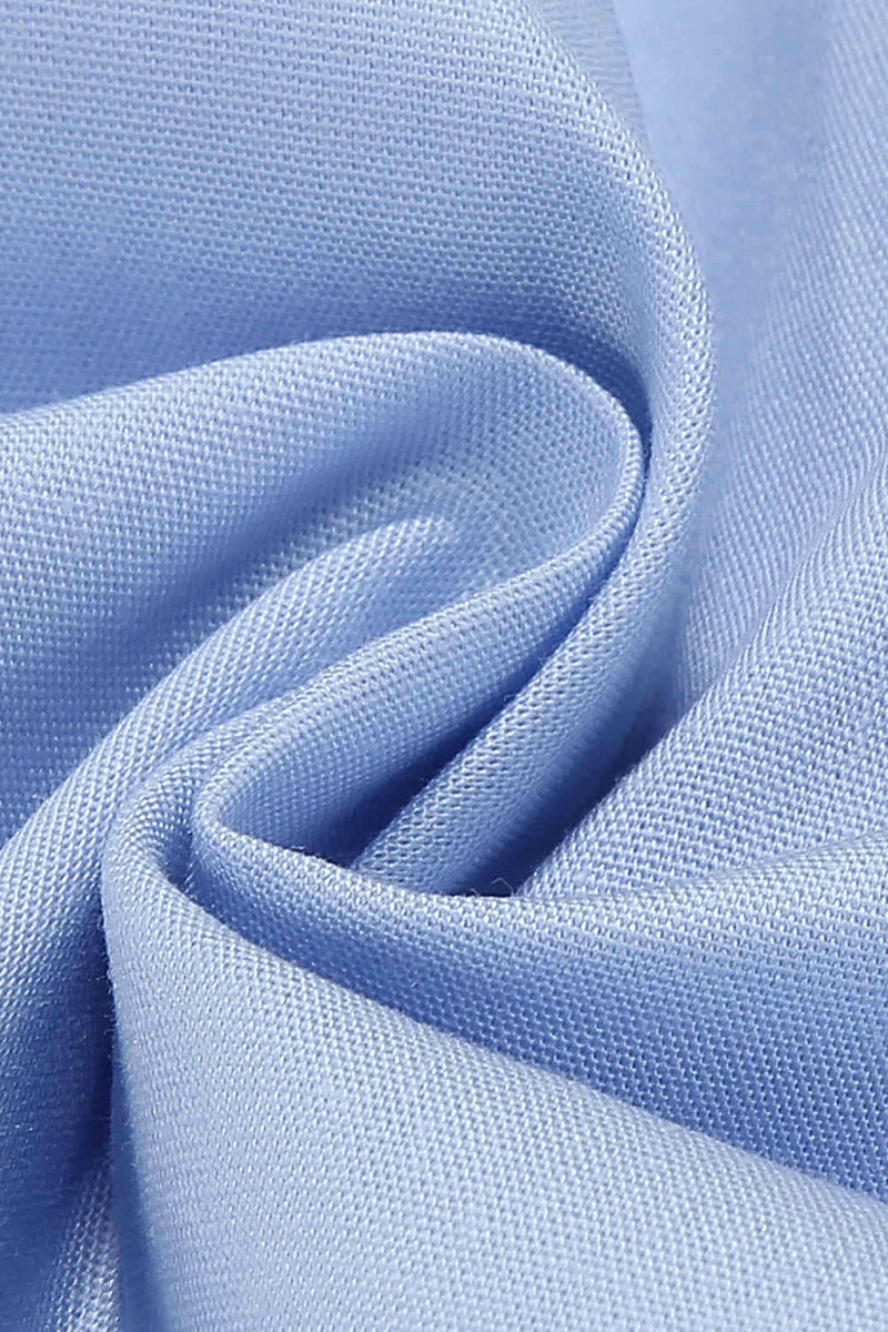 Laden Sie das Bild in den Galerie-Viewer, Eingeschnittenes Revers Blaues Einreihiges Kleid aus den 1950er Jahren