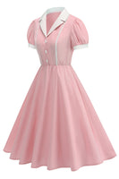 Laden Sie das Bild in den Galerie-Viewer, Eingeschnittenes Revers Blaues Einreihiges Kleid aus den 1950er Jahren