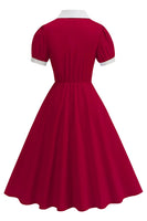 Laden Sie das Bild in den Galerie-Viewer, Eingeschnittenes Revers Blaues Einreihiges Kleid aus den 1950er Jahren