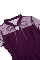 Laden Sie das Bild in den Galerie-Viewer, Schwarzes Halsausschnitt A-Linien Kleid der 1950er Jahre mit Punkten