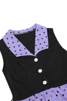 Laden Sie das Bild in den Galerie-Viewer, Blaues A-Linie Polka Dots Schal Revers 1950er Kleid