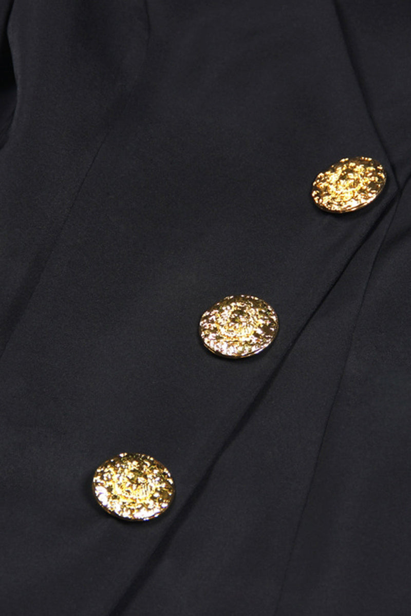 Laden Sie das Bild in den Galerie-Viewer, Schwarzer Satin Damen Blazer mit V-Ausschnitt