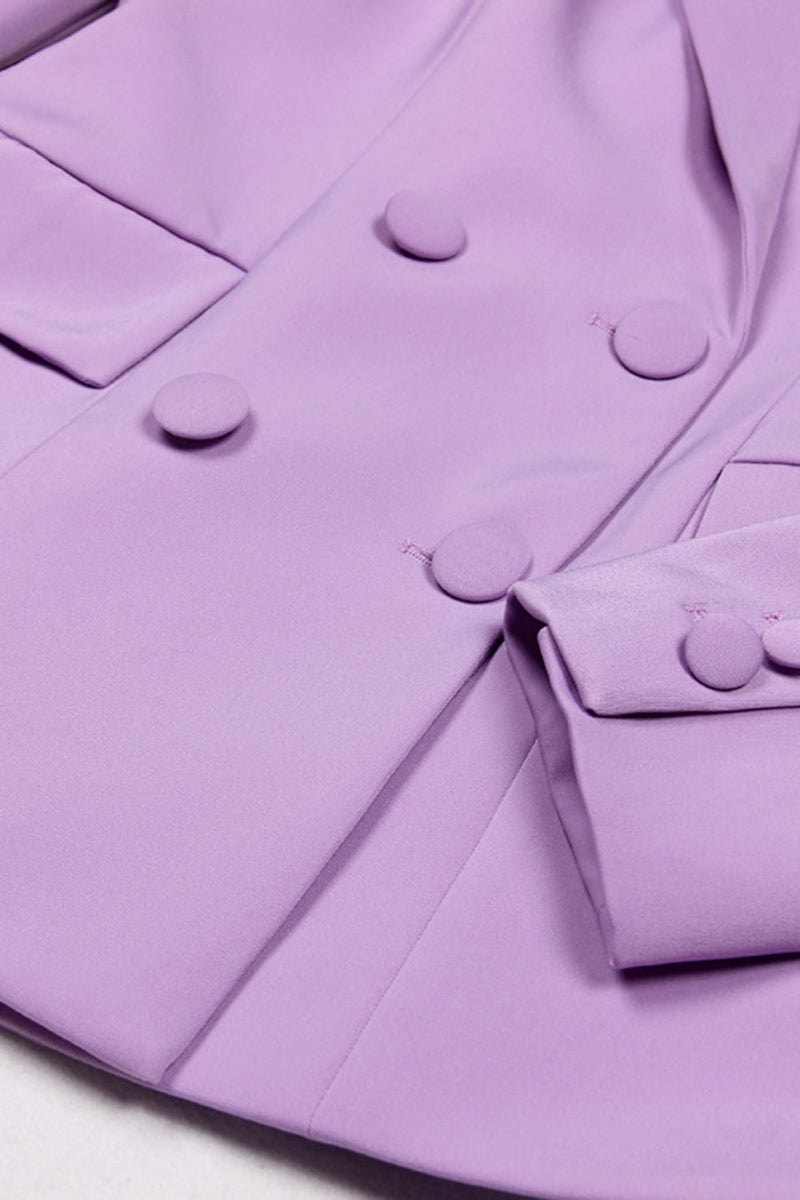 Laden Sie das Bild in den Galerie-Viewer, 3-teilige Lila Peak Revers Doppelreihige Frauen Abschlussballanzüge