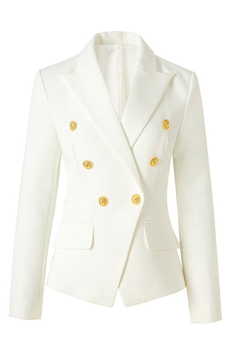 Laden Sie das Bild in den Galerie-Viewer, Schwarzer Peak Revers Doppelreihiger Satin Damenblazer