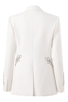 Laden Sie das Bild in den Galerie-Viewer, Weißer Einknopf Perlen Revers Damenblazer