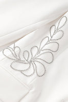 Laden Sie das Bild in den Galerie-Viewer, Weißer Einknopf Perlen Revers Damenblazer