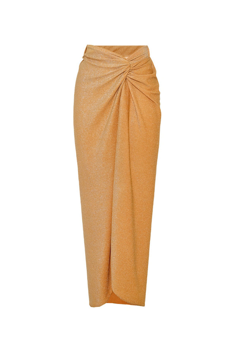 Laden Sie das Bild in den Galerie-Viewer, Goldener 2-teiliger Halter 3D-Blumenbadeanzug mit Strandkleid