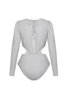 Laden Sie das Bild in den Galerie-Viewer, Silberner Zweiteiliger Badeanzug mit langen Ärmeln und Strandkleid