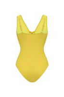 Laden Sie das Bild in den Galerie-Viewer, Gelber Zweiteiliger V-Ausschnitt Badeanzug mit Strandkleid