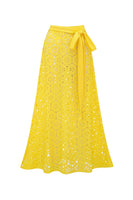 Laden Sie das Bild in den Galerie-Viewer, Gelber Zweiteiliger V-Ausschnitt Badeanzug mit Strandkleid