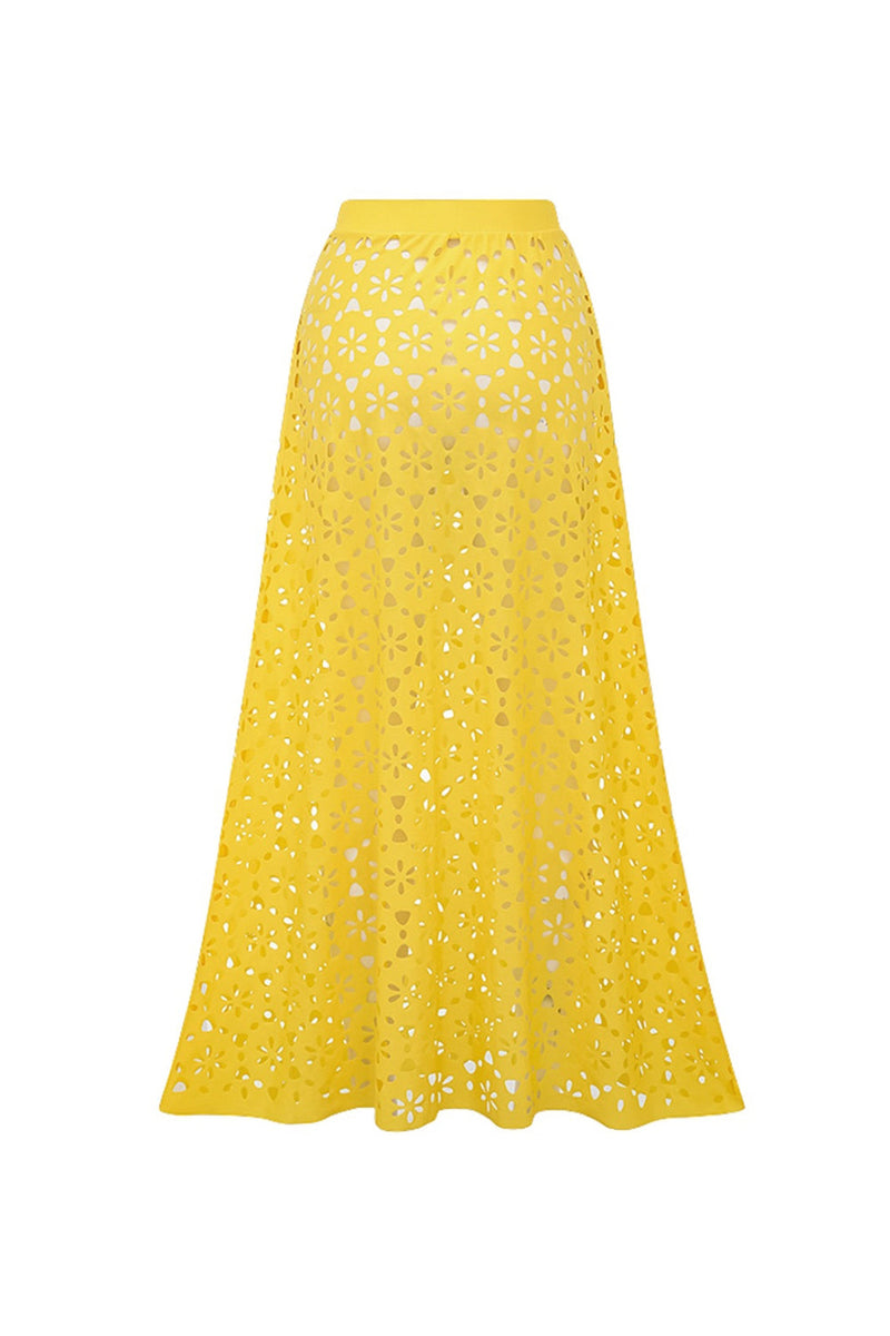 Laden Sie das Bild in den Galerie-Viewer, Gelber Zweiteiliger V-Ausschnitt Badeanzug mit Strandkleid