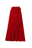 Laden Sie das Bild in den Galerie-Viewer, Roter Zweiteiliger Halter 3D-Blumenrüschen Badeanzug mit Strandkleid