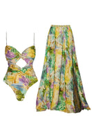 Laden Sie das Bild in den Galerie-Viewer, Rote Spaghetti-Träger Zweiteiliger Badeanzug mit Strandkleid