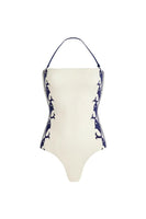 Laden Sie das Bild in den Galerie-Viewer, Weißer Zweiteiliger Neckholder Badeanzug mit kurzem Set