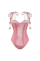 Laden Sie das Bild in den Galerie-Viewer, Blush Zweiteiliger Spaghettiträger Badeanzug mit Appliquierung und Strandkleid