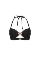 Laden Sie das Bild in den Galerie-Viewer, Schwarzer Dreiteiliger Neckholder Badeanzug mit Überzug