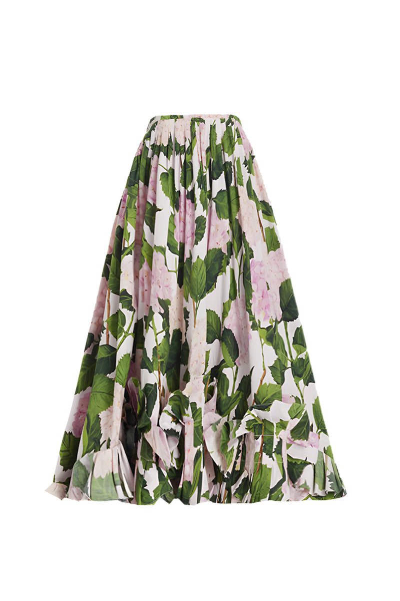 Laden Sie das Bild in den Galerie-Viewer, Schulterfreie dDreiteilige Grüne Rosa Blumen Rüschen Bademode mit Überdeckung