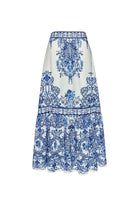 Laden Sie das Bild in den Galerie-Viewer, Blau-weiß-bedruckte Spaghetti-Träger Zweiteilige Bademode mit Überdeckung