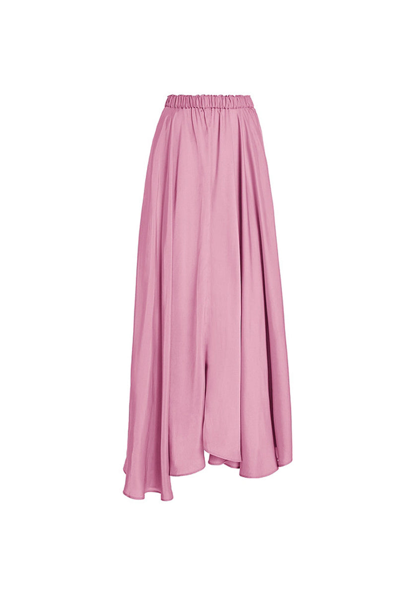 Laden Sie das Bild in den Galerie-Viewer, Rosa Zweiteilige Bademode mit einer Schulter mit Rüschen und Deckmantel