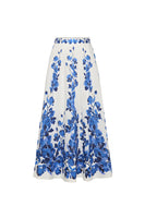 Laden Sie das Bild in den Galerie-Viewer, Weißblaues Blumen Bikiniset mit 3-teiligem Muster und Strandkleid