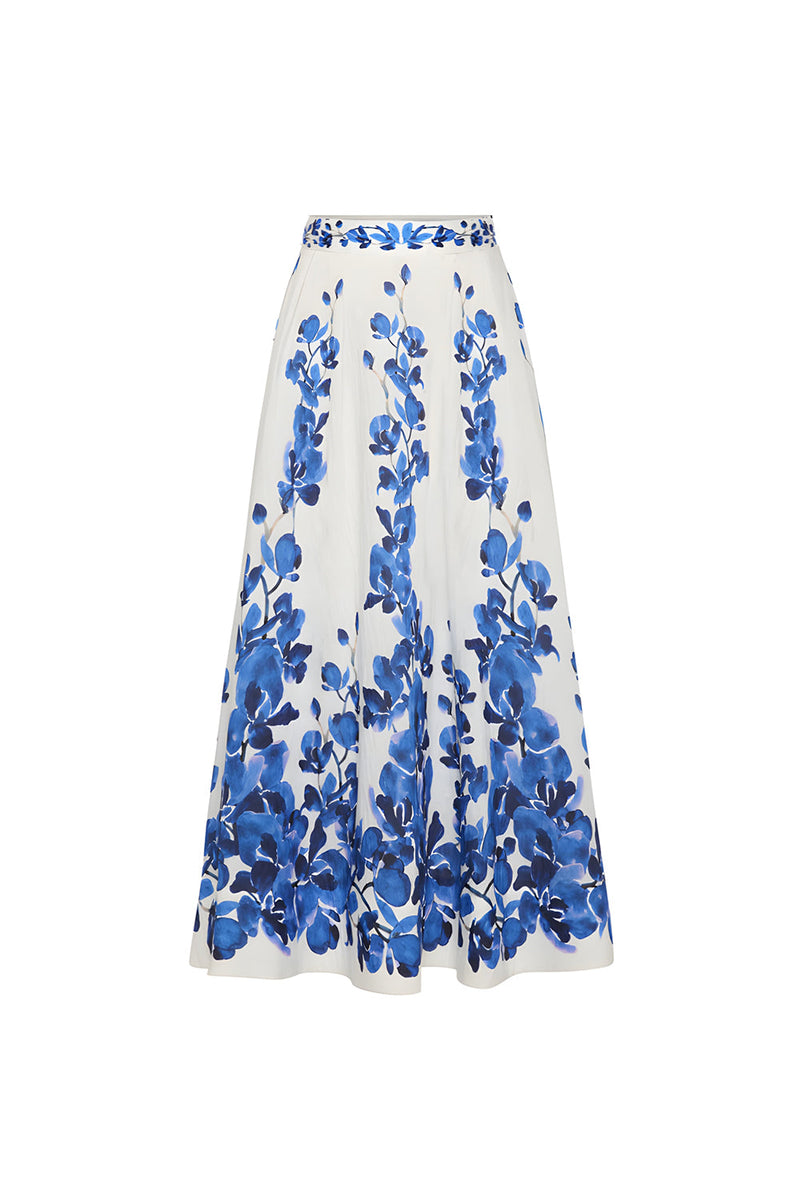 Laden Sie das Bild in den Galerie-Viewer, Zweiteiliges Weiß-Blau Blumen Langarm Bademode Set mit Strandkleid