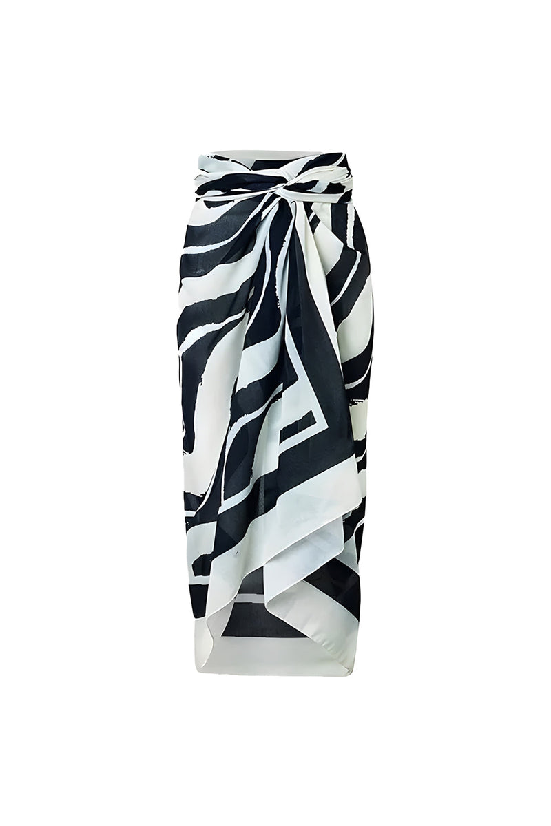 Laden Sie das Bild in den Galerie-Viewer, Eine Schulter Schwarze Zweiteilige Bademode mit Rüschen und Überdeckkleidung