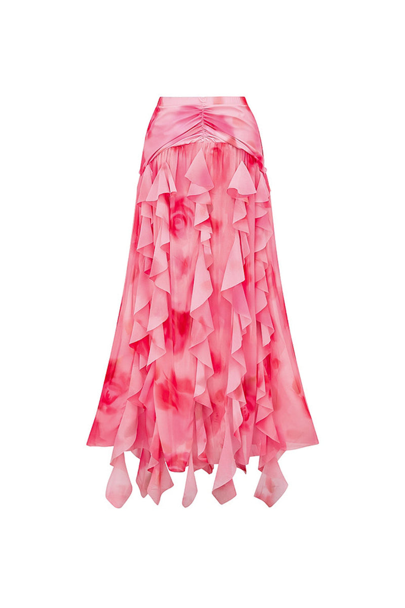 Laden Sie das Bild in den Galerie-Viewer, Halter Rüschender Knallpinker Zweiteiliger Badeanzug mit Deckmantel