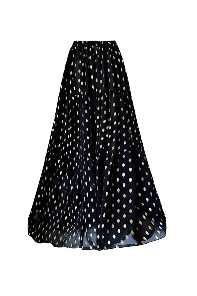 Laden Sie das Bild in den Galerie-Viewer, Schwarze Weiße Punkte Spaghettiträger Zweiteiliger Ausgeschnittener Badeanzug mit Deckmantel