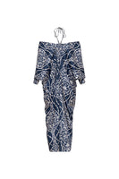 Laden Sie das Bild in den Galerie-Viewer, Marineblauer Spaghettiträger Zweiteiliger Perlenbadeanzug mit Überdeckkleid