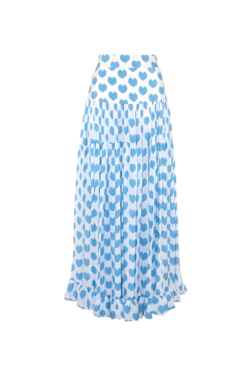 Laden Sie das Bild in den Galerie-Viewer, Blauer Herzmuster Zweiteiliger Spaghettiträger Badeanzug mit Deckmantel