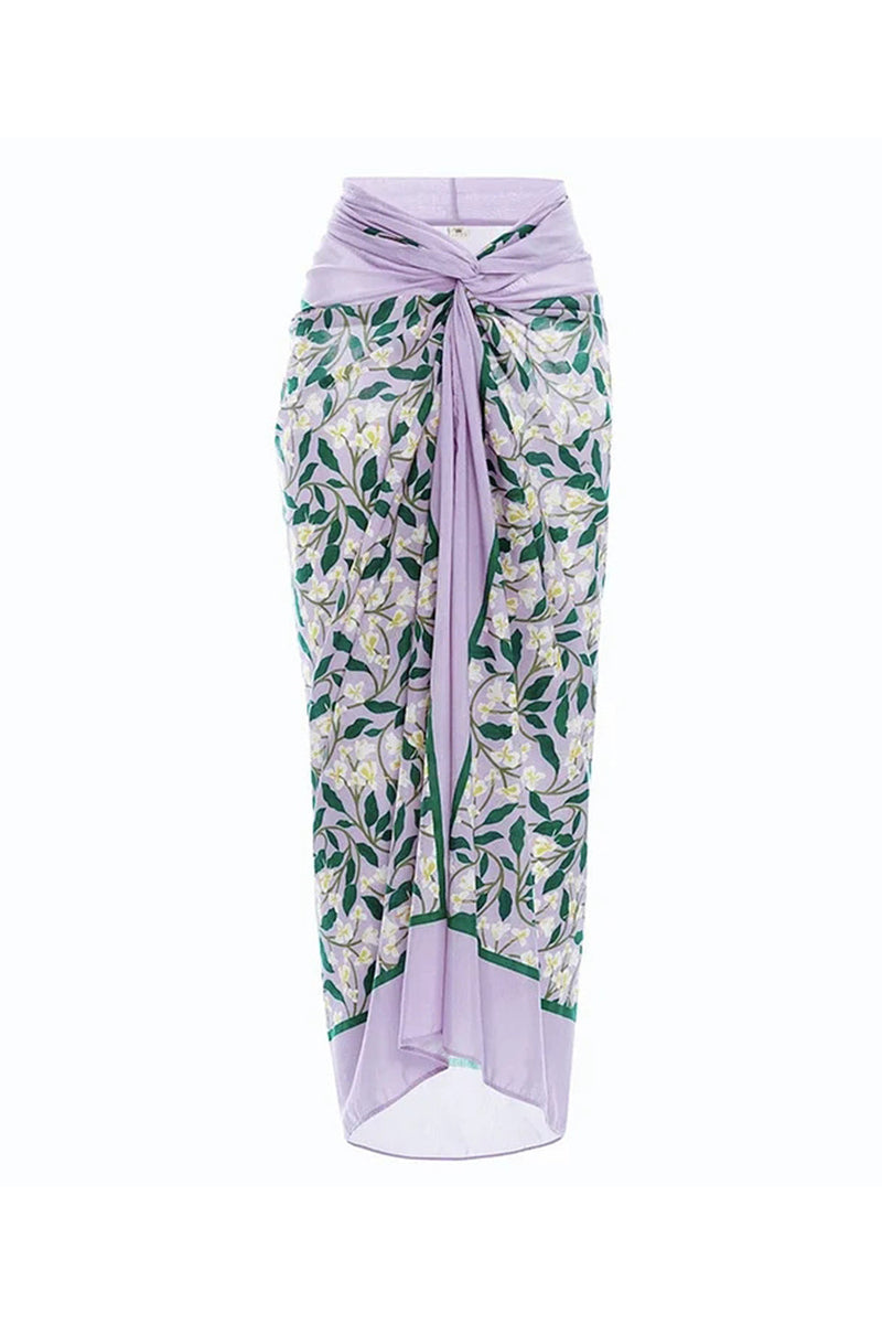 Laden Sie das Bild in den Galerie-Viewer, Halter 3D-Blumenschnitt in 2 Teilen Lila Badeanzug mit Überdeckkleid