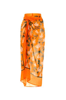 Laden Sie das Bild in den Galerie-Viewer, Oranger Zweiteiliger Ausgeschnittener 3D-Blumenbadeanzug mit Strandkleid