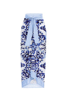 Laden Sie das Bild in den Galerie-Viewer, Zweiteiliger Badeanzug mit blauem Rüschenmuster und Bedeckung