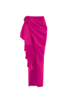 Laden Sie das Bild in den Galerie-Viewer, Eine Schulter Fuchsia 3D-Blumen Badeanzug in Zwei Teilen mit Strandkleid