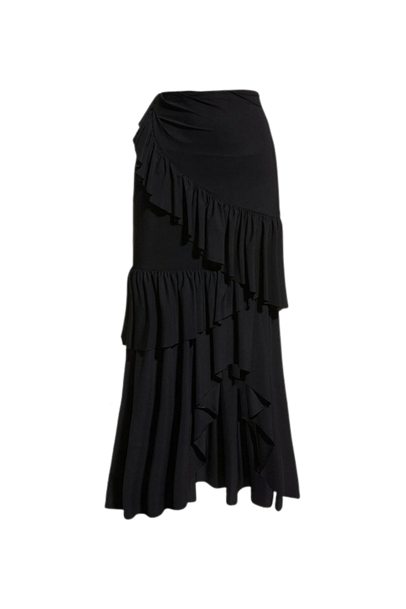 Laden Sie das Bild in den Galerie-Viewer, Schwarz Gestreifter Zweiteiliger Badeanzug mit Rüschen und Strandkleid