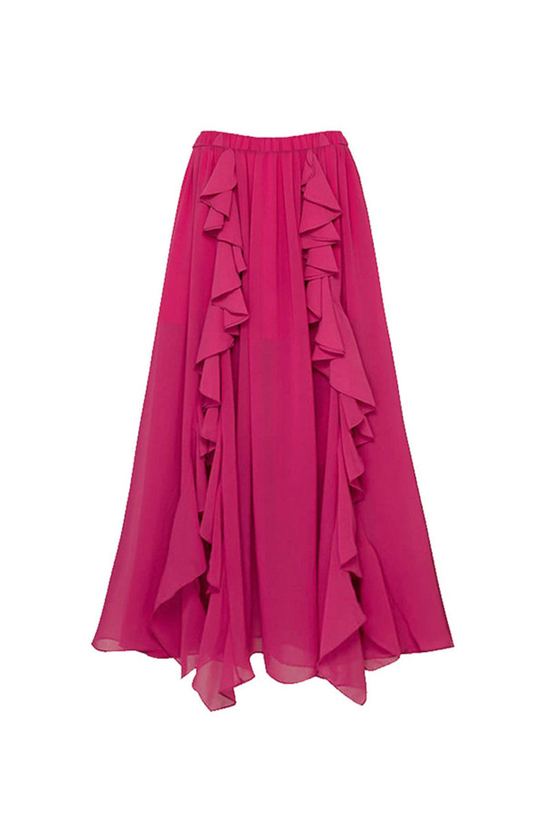 Laden Sie das Bild in den Galerie-Viewer, Schulterfreier Fuchsia Zweiteiliger 3D-Blumen Badeanzug mit Strandkleid