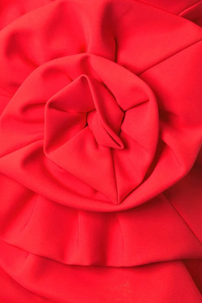 Laden Sie das Bild in den Galerie-Viewer, Roter Trägerloser Zweiteiliger Geraffter Badeanzug mit Deckmantel