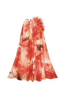 Laden Sie das Bild in den Galerie-Viewer, Orange Zweiteiliger V-Ausschnitt Badeanzug mit Rüschen und Strandkleid