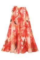 Laden Sie das Bild in den Galerie-Viewer, Orange Zweiteiliger V-Ausschnitt Badeanzug mit Rüschen und Strandkleid