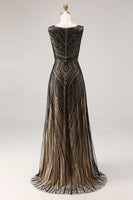 Laden Sie das Bild in den Galerie-Viewer, Glitzerndes Schwarzes V-Ausschnitt Besetztes Langes Ballkleid mit Pailletten