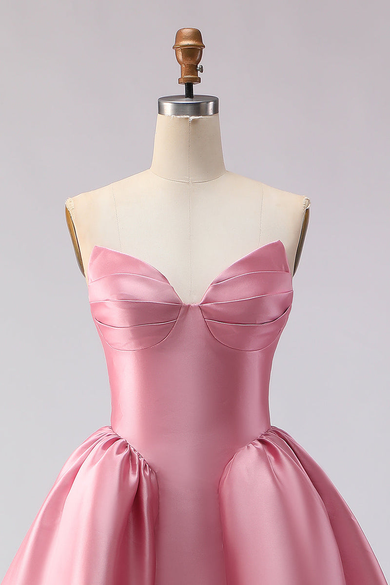 Laden Sie das Bild in den Galerie-Viewer, Blush Rosa A-Linie Herzausschnitt Satin Langes Ballkleid