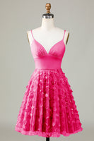 Laden Sie das Bild in den Galerie-Viewer, A-Linie Spaghettiträger Kurzes Brautjungfernkleid mit Applikationen